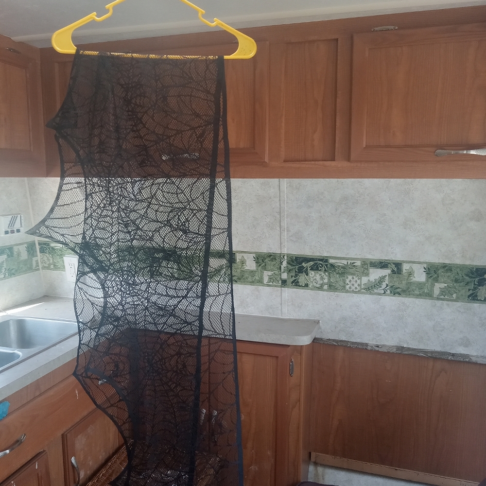 Black Spider Web Lace Curtain